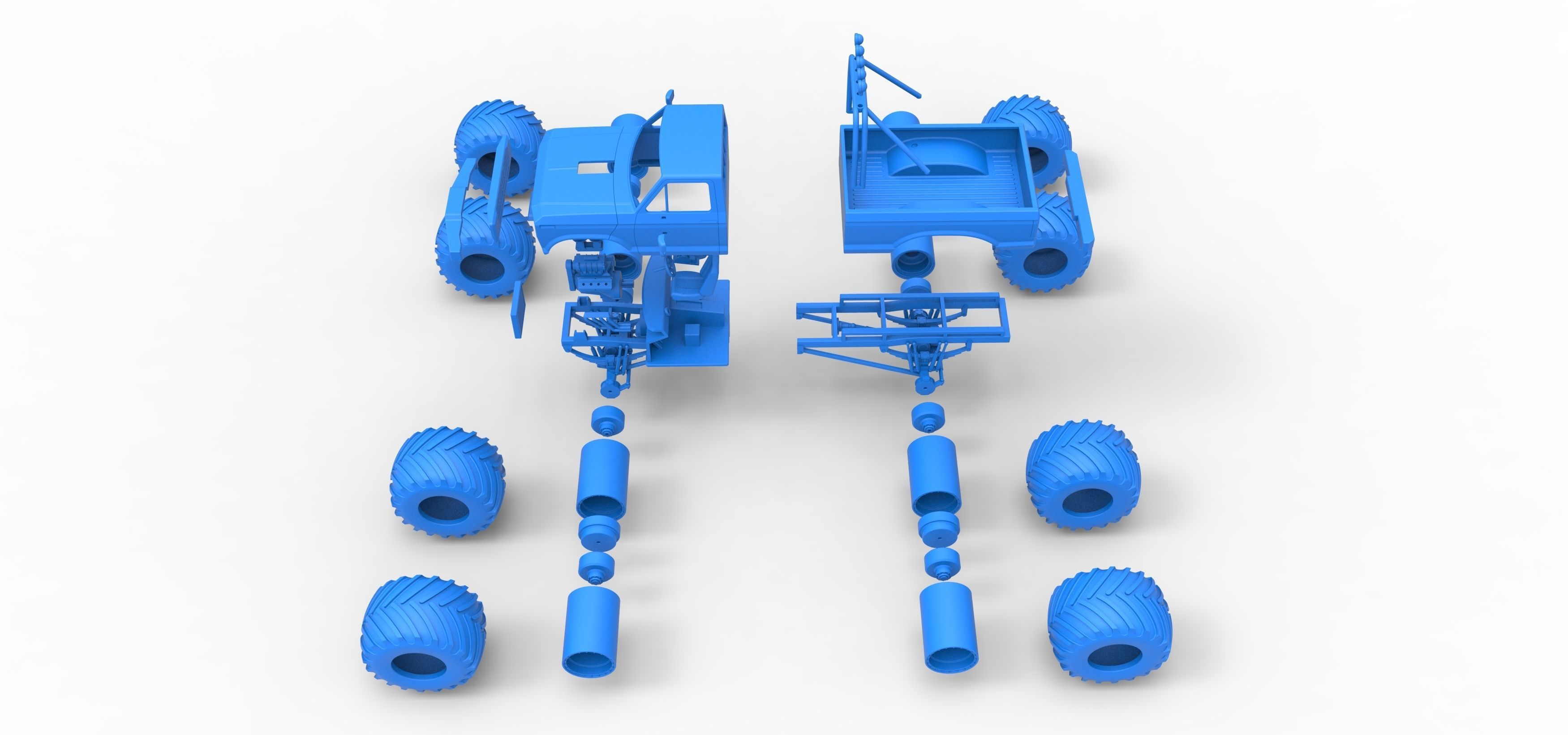 Vintage Monster Truck with double wheels Scale 1 to 25 3D print model_56