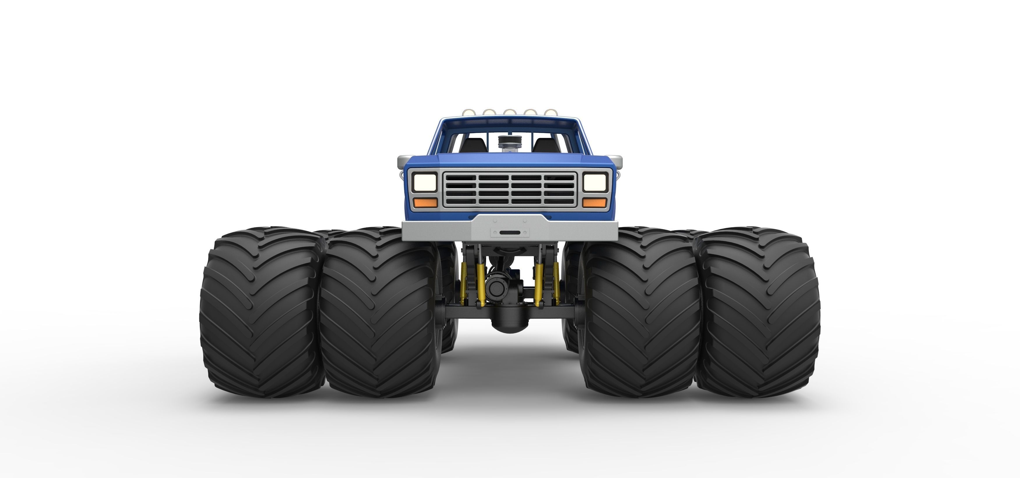 Vintage Monster Truck with double wheels Scale 1 to 25 3D print model_7