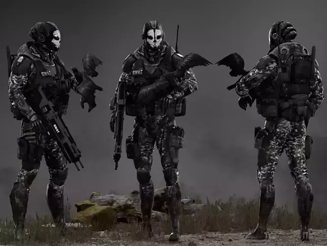 Sci Fi Ghost Soldier Low-poly 3D model