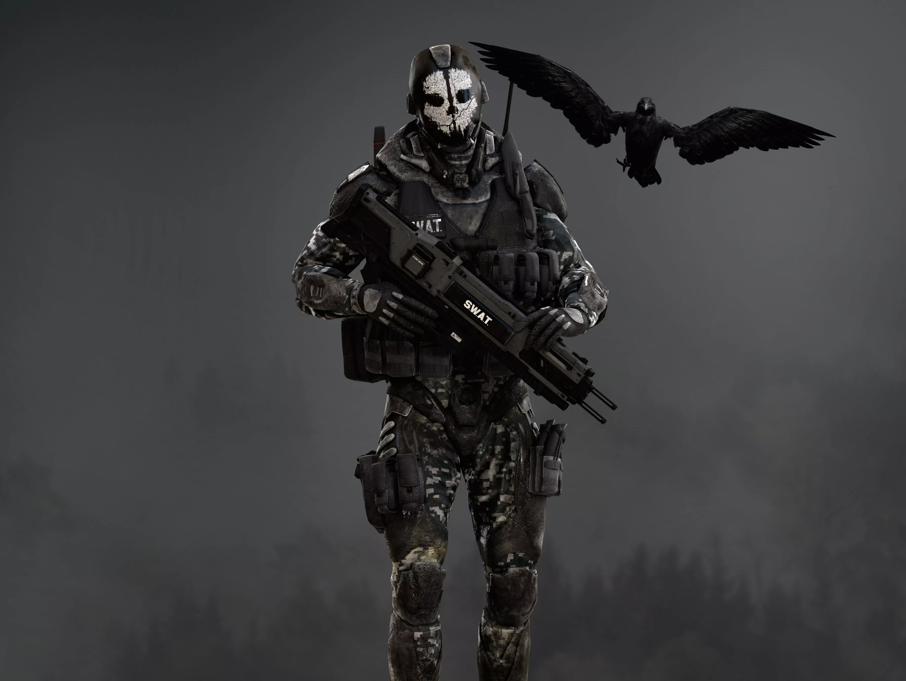 Sci Fi Ghost Soldier Low-poly 3D model