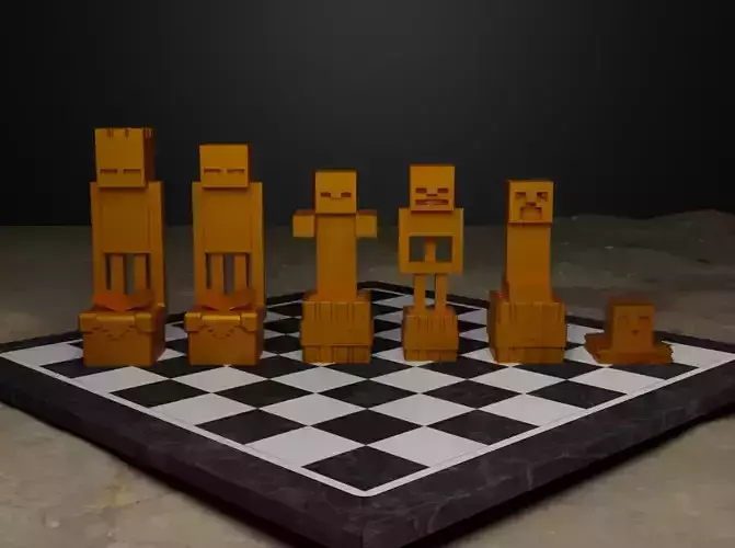 Minecraft Figure Chess Set - TnT Minecraft Character  3D print model