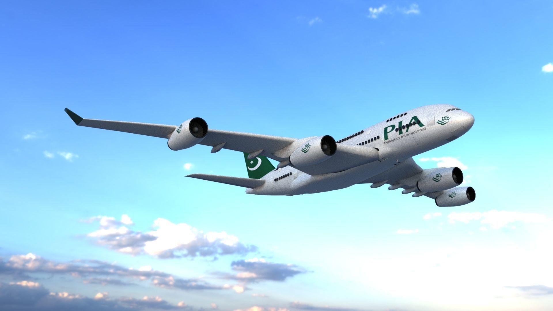 Airbus a380 Low-poly 3D model_2