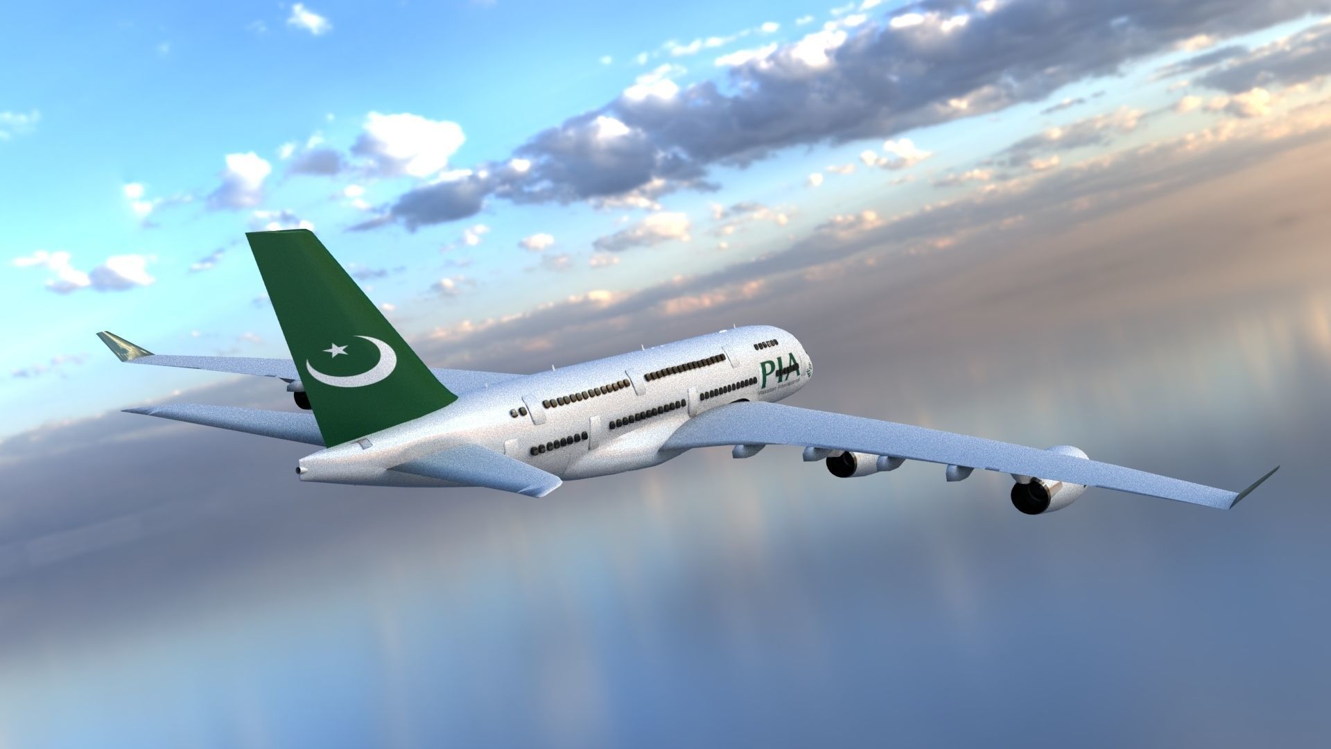 Airbus a380 Low-poly 3D model_3