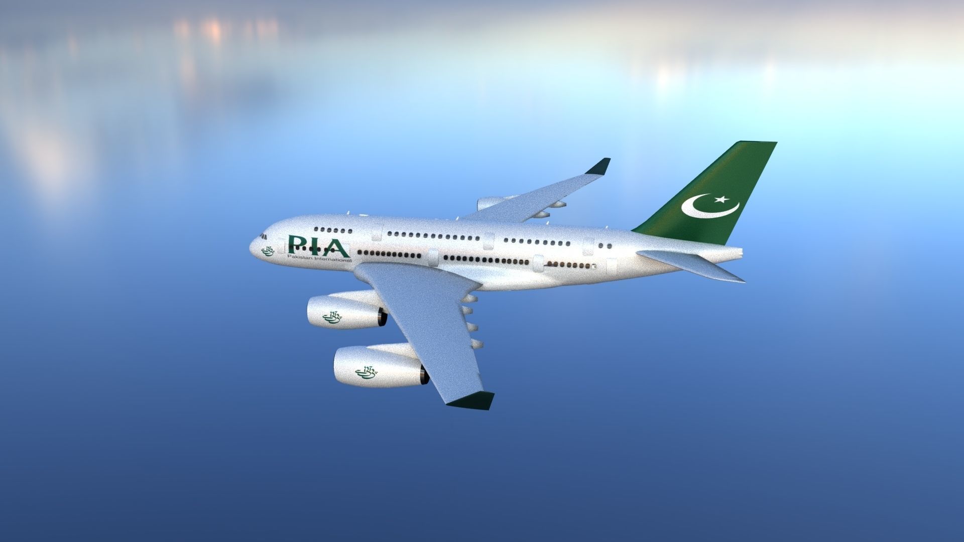 Airbus a380 Low-poly 3D model_1