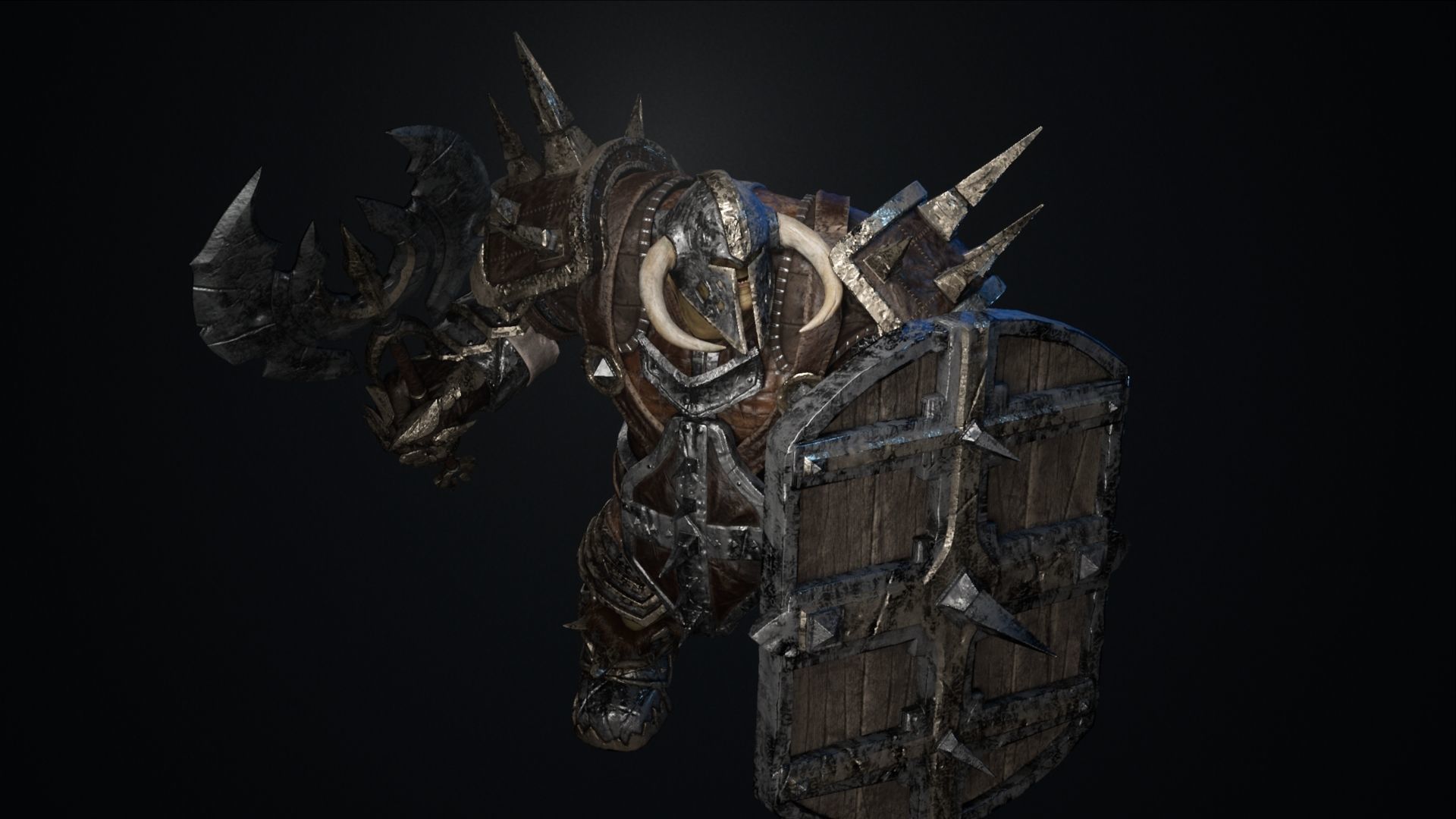 Ogre Warrior Low-poly 3D model_13