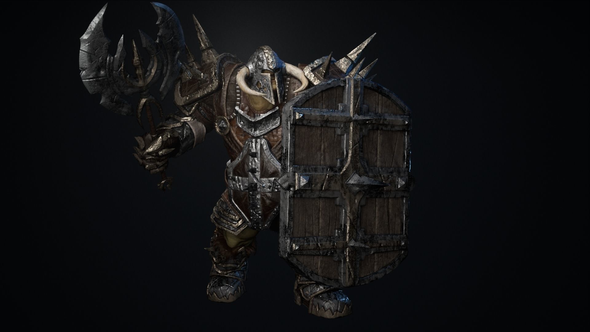 Ogre Warrior Low-poly 3D model_12