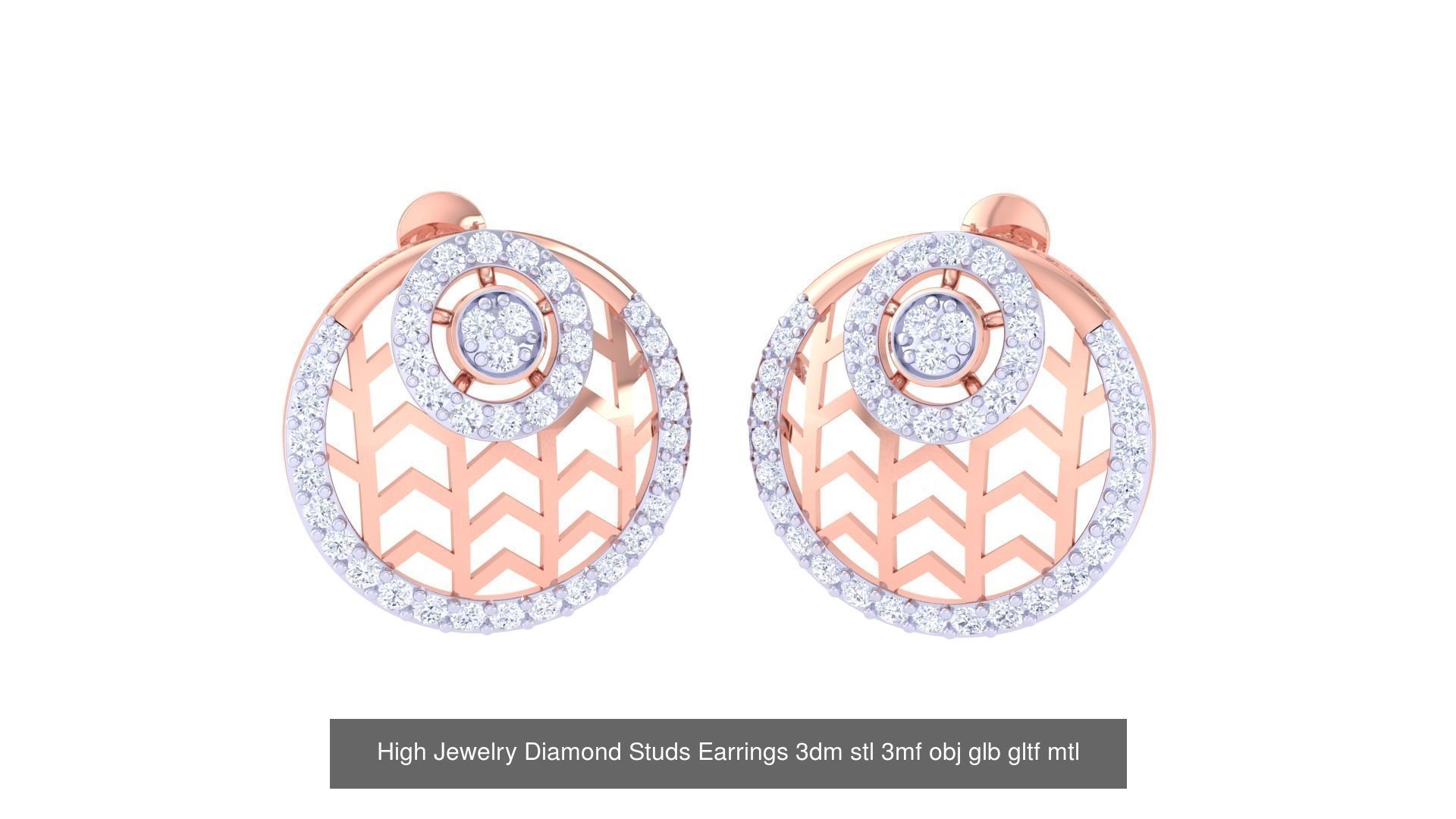 71 High Jewelry Diamond Studs Earrings 3dm stl 3mf obj 3D Model Collection_49