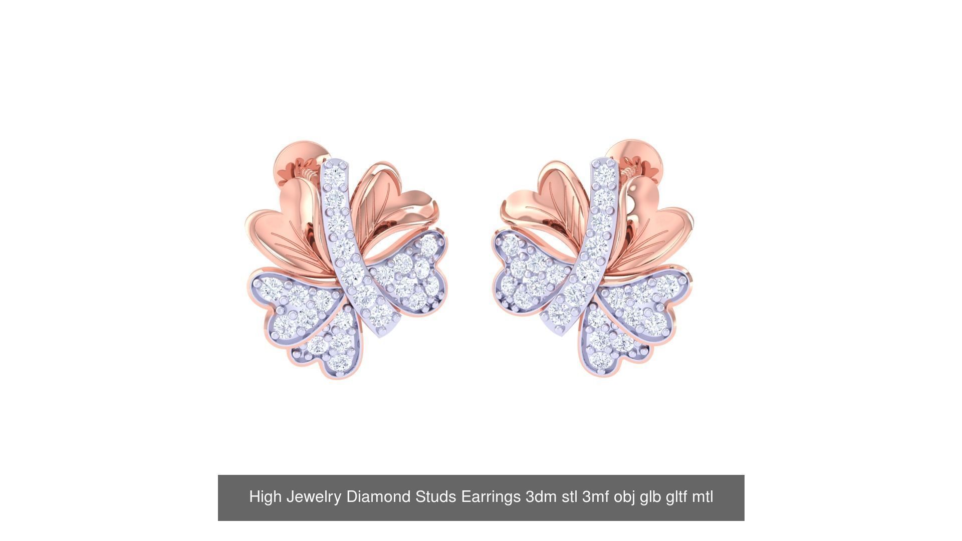 71 High Jewelry Diamond Studs Earrings 3dm stl 3mf obj 3D Model Collection_22