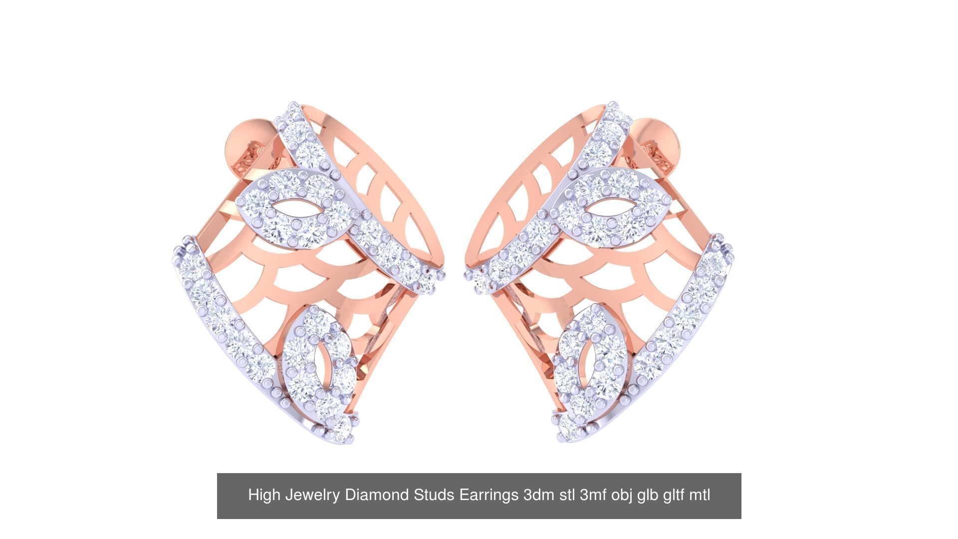 71 High Jewelry Diamond Studs Earrings 3dm stl 3mf obj 3D Model Collection_69
