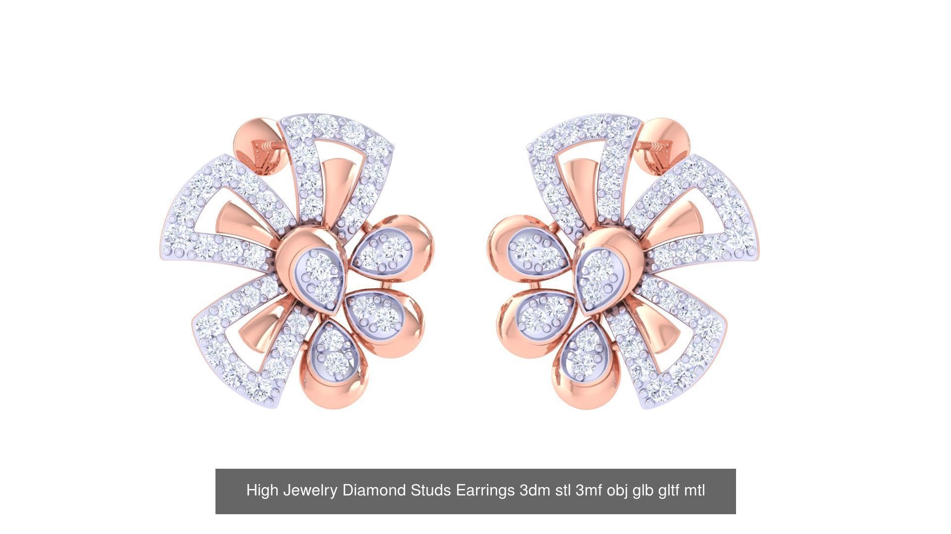 71 High Jewelry Diamond Studs Earrings 3dm stl 3mf obj 3D Model Collection_56