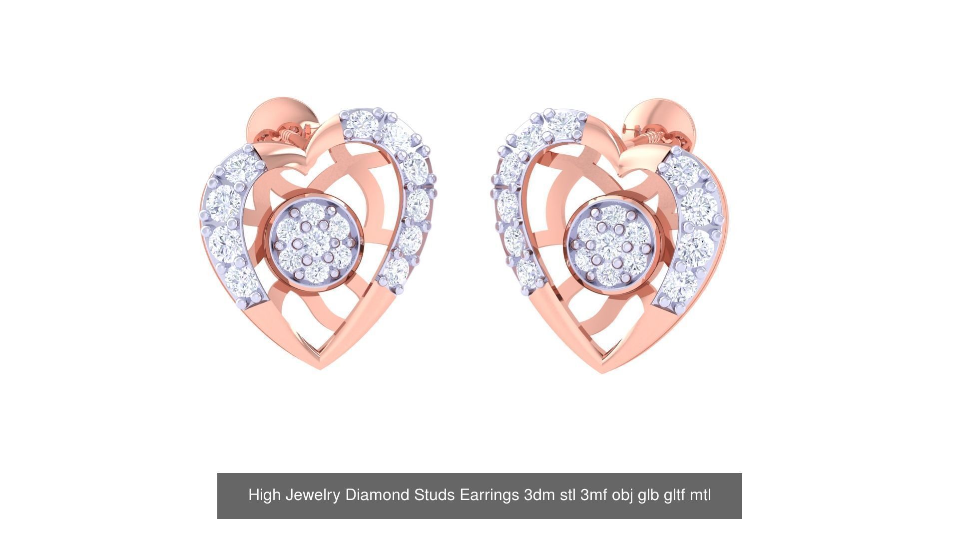 71 High Jewelry Diamond Studs Earrings 3dm stl 3mf obj 3D Model Collection_48