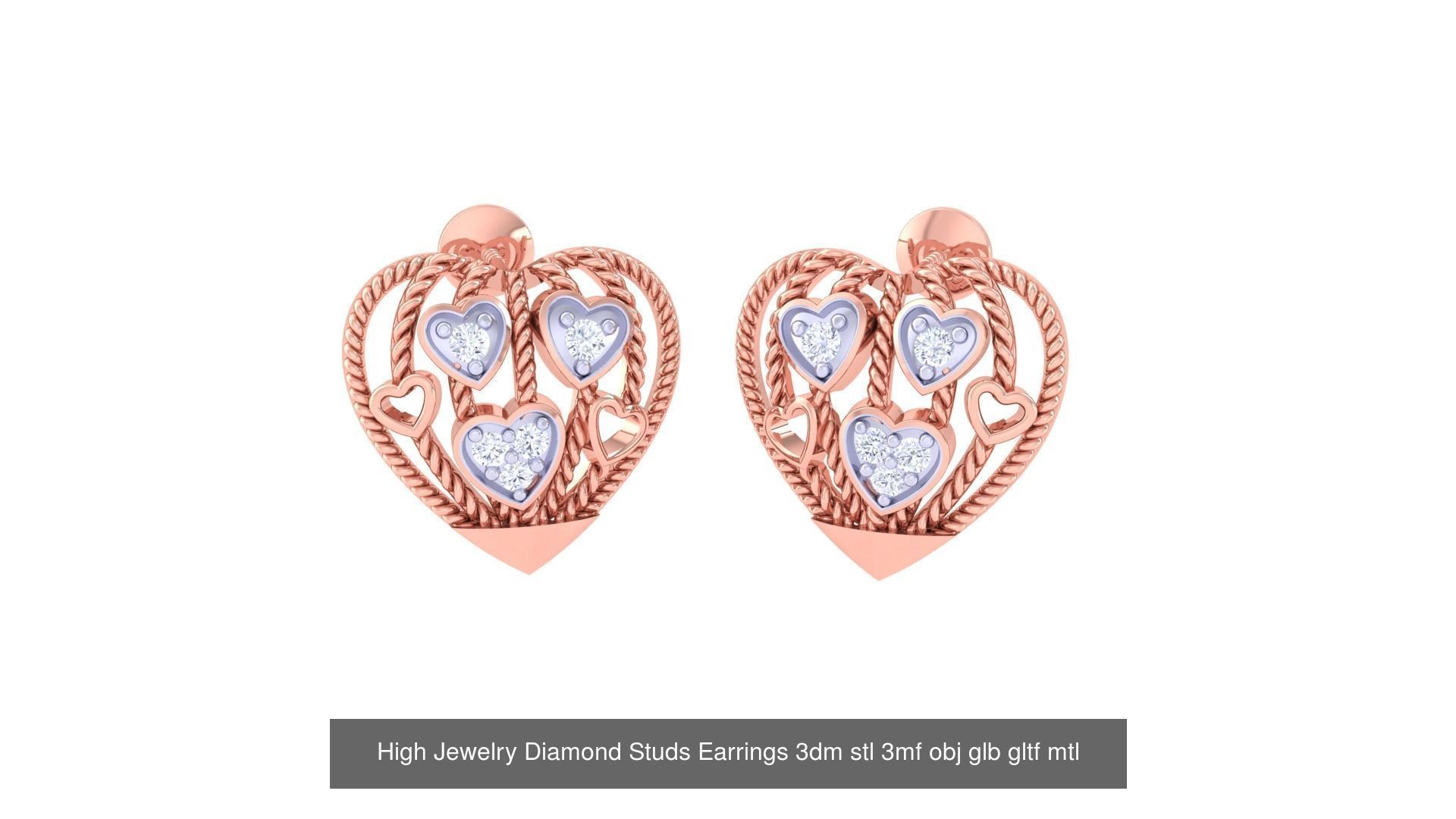 71 High Jewelry Diamond Studs Earrings 3dm stl 3mf obj 3D Model Collection_36