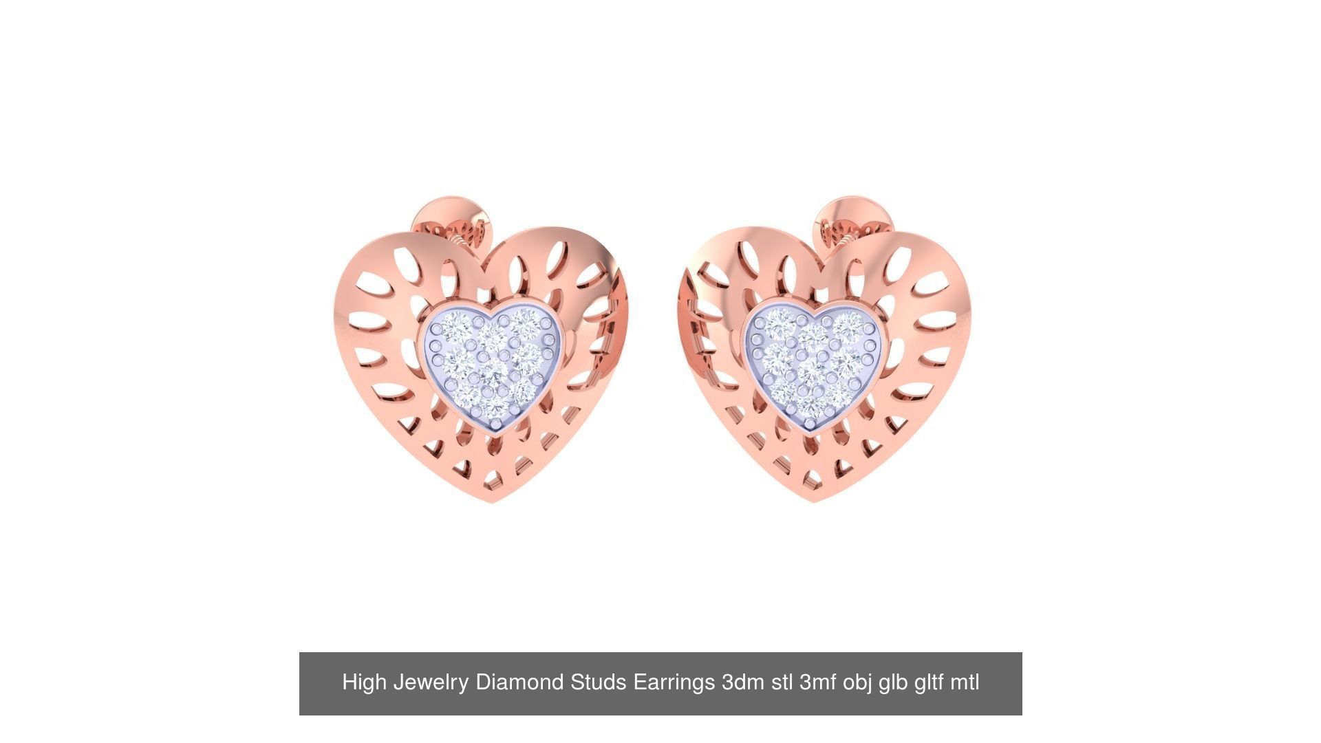 71 High Jewelry Diamond Studs Earrings 3dm stl 3mf obj 3D Model Collection_51