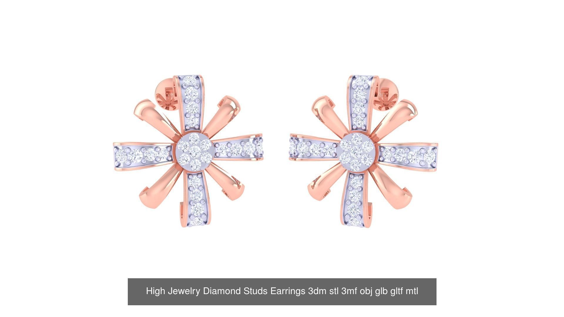 71 High Jewelry Diamond Studs Earrings 3dm stl 3mf obj 3D Model Collection_53