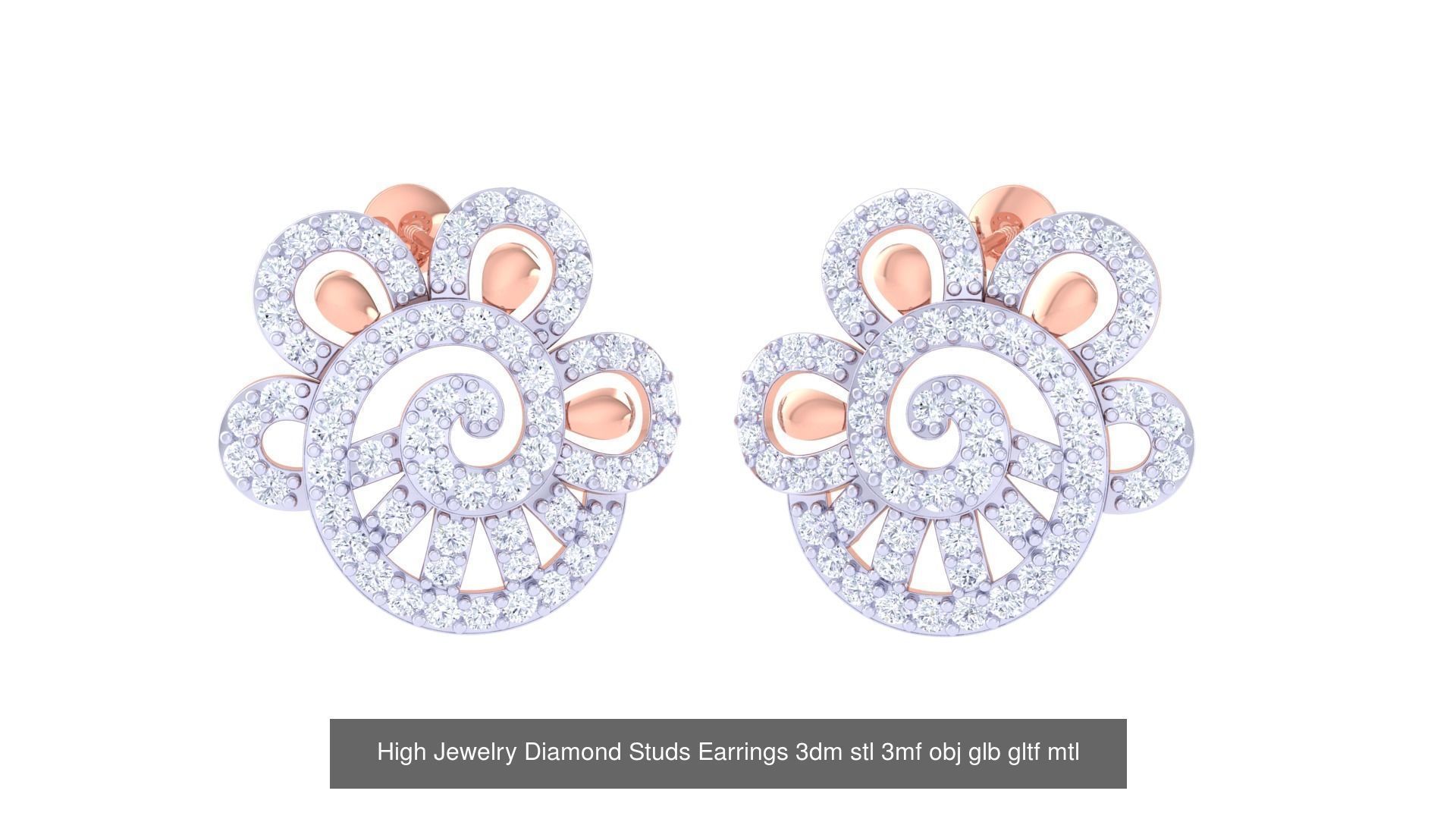 71 High Jewelry Diamond Studs Earrings 3dm stl 3mf obj 3D Model Collection_45