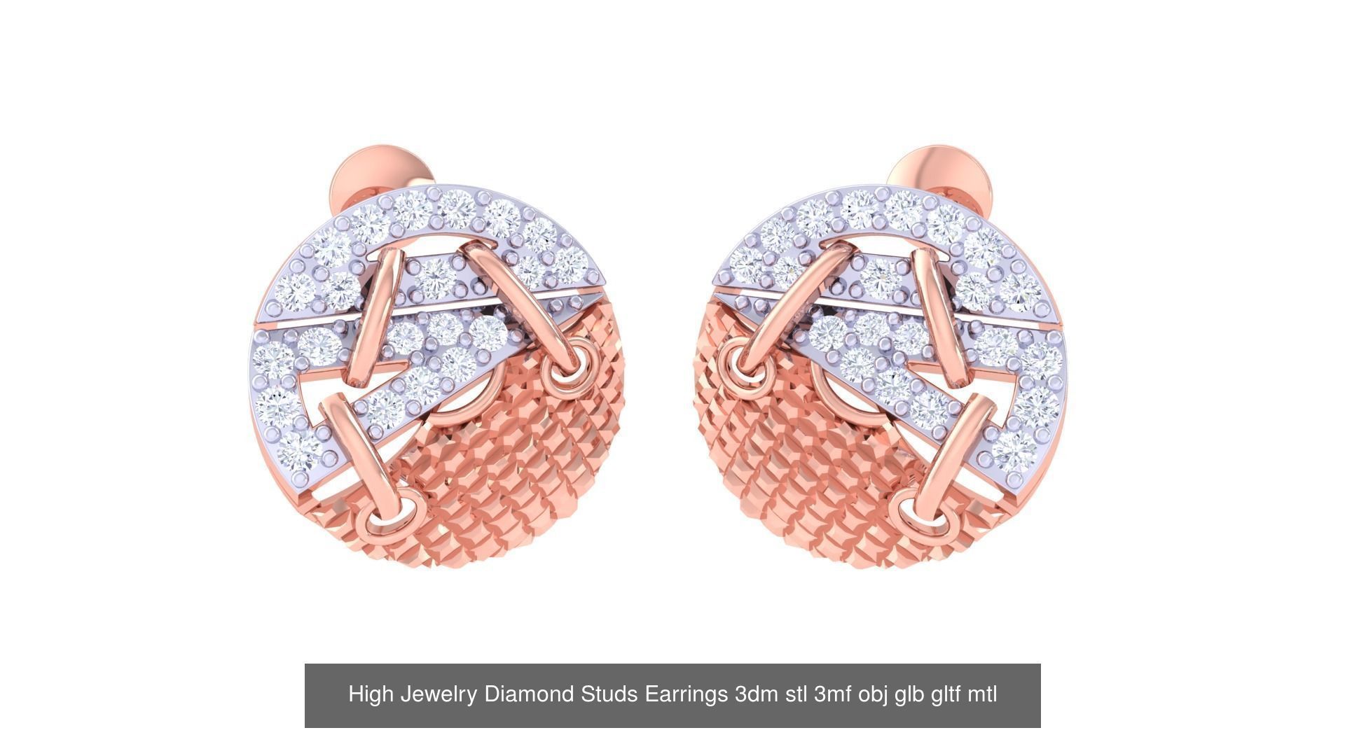 71 High Jewelry Diamond Studs Earrings 3dm stl 3mf obj 3D Model Collection_16