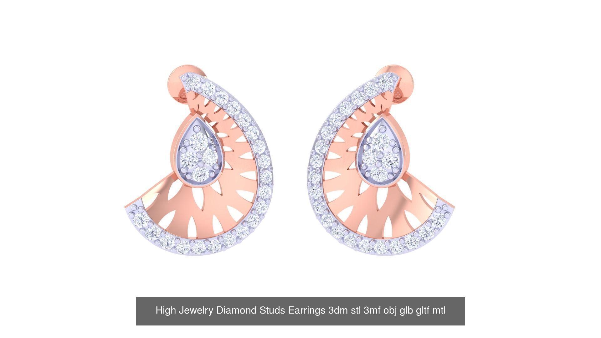 71 High Jewelry Diamond Studs Earrings 3dm stl 3mf obj 3D Model Collection_31