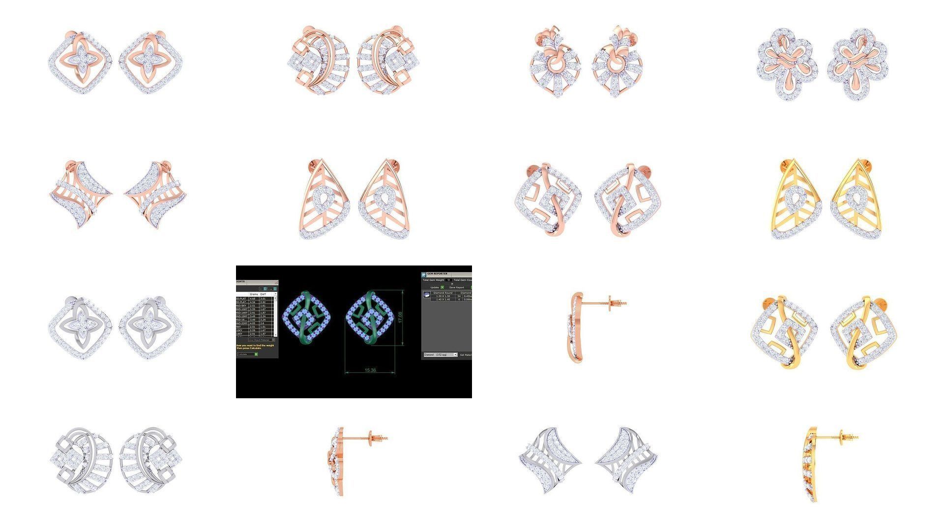 71 High Jewelry Diamond Studs Earrings 3dm stl 3mf obj 3D Model Collection_6