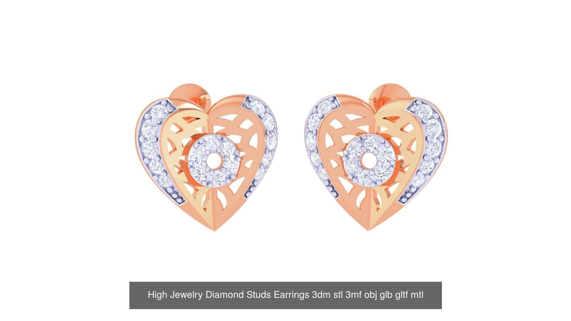 71 High Jewelry Diamond Studs Earrings 3dm stl 3mf obj 3D Model Collection_43