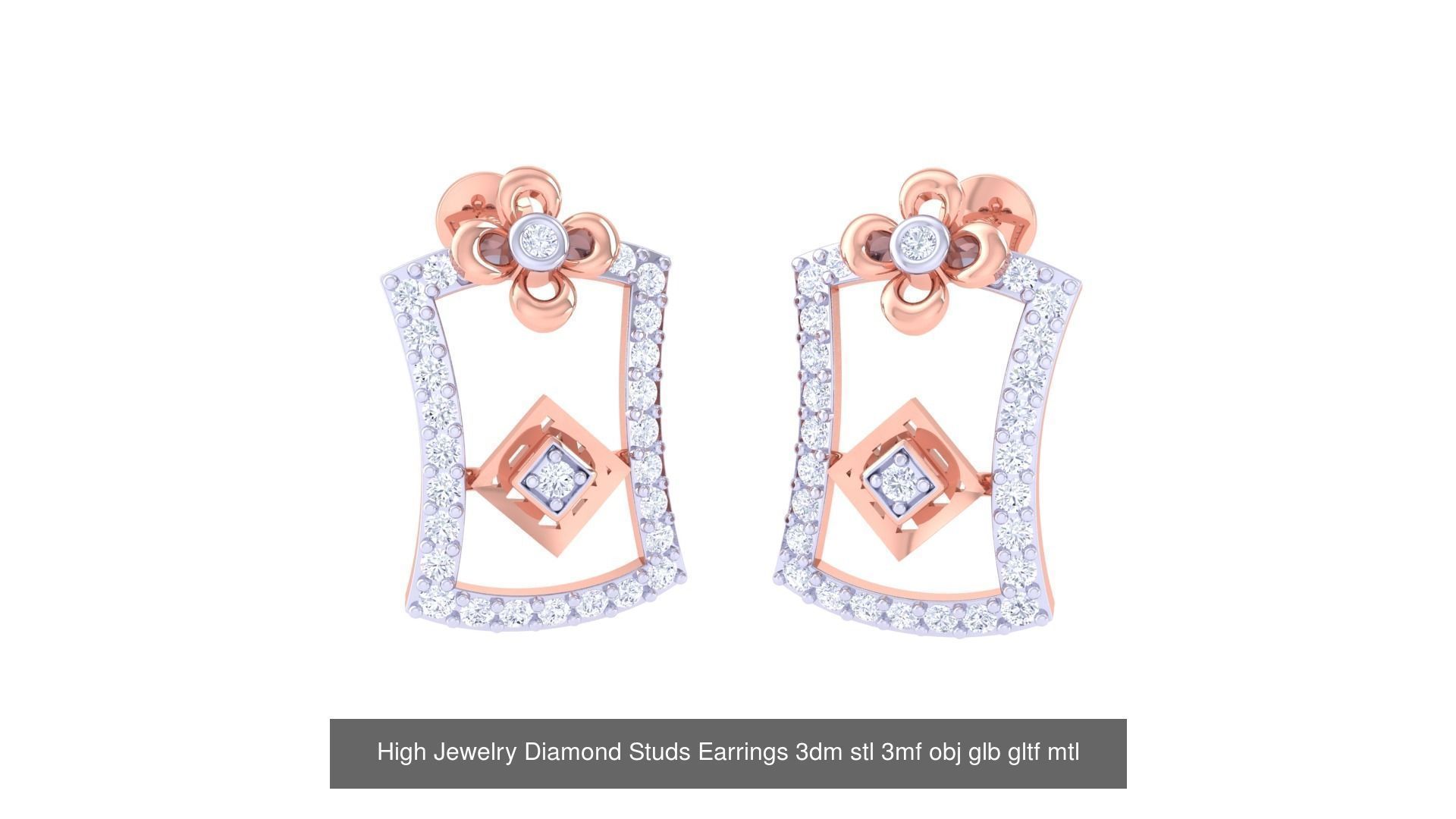 71 High Jewelry Diamond Studs Earrings 3dm stl 3mf obj 3D Model Collection_18