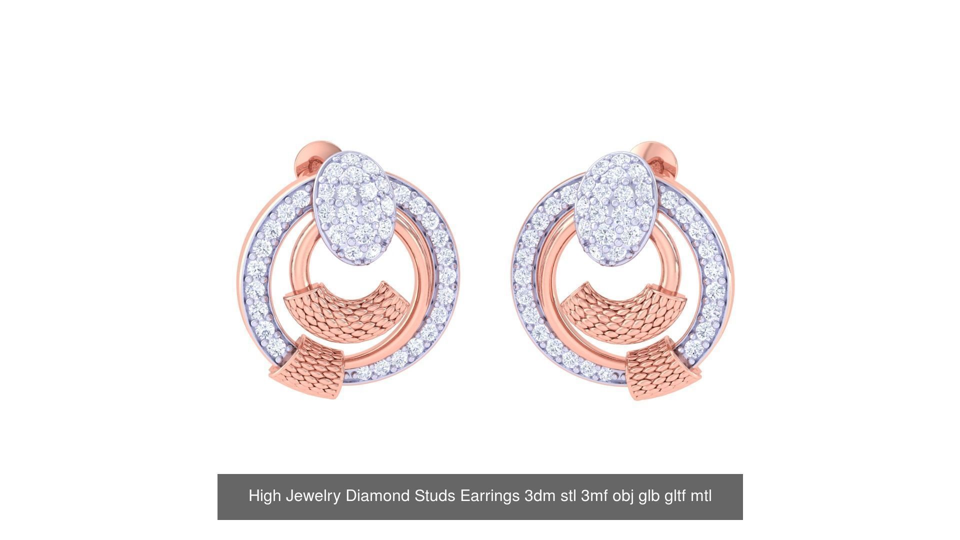 71 High Jewelry Diamond Studs Earrings 3dm stl 3mf obj 3D Model Collection_17