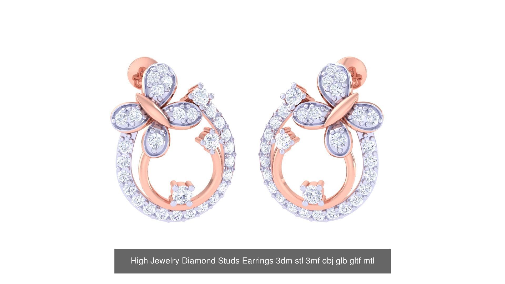 71 High Jewelry Diamond Studs Earrings 3dm stl 3mf obj 3D Model Collection_25