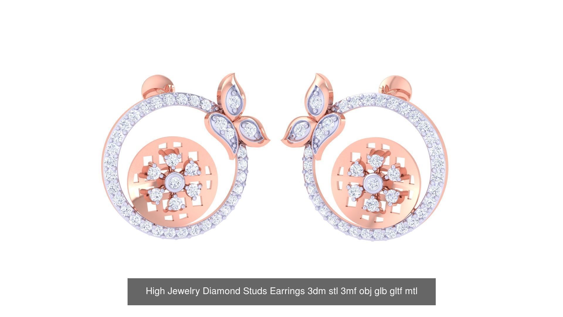 71 High Jewelry Diamond Studs Earrings 3dm stl 3mf obj 3D Model Collection_20