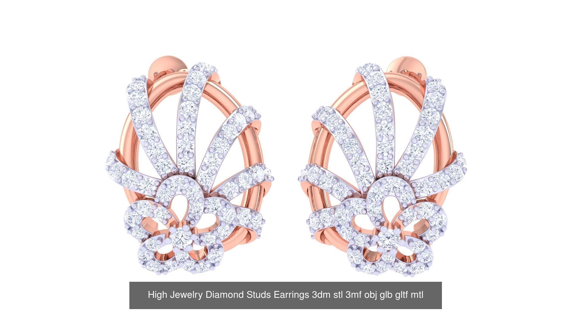 71 High Jewelry Diamond Studs Earrings 3dm stl 3mf obj 3D Model Collection_66