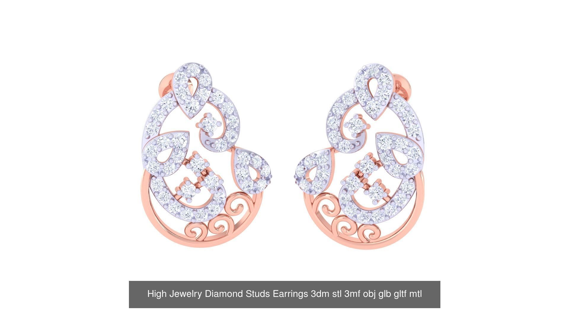 71 High Jewelry Diamond Studs Earrings 3dm stl 3mf obj 3D Model Collection_59