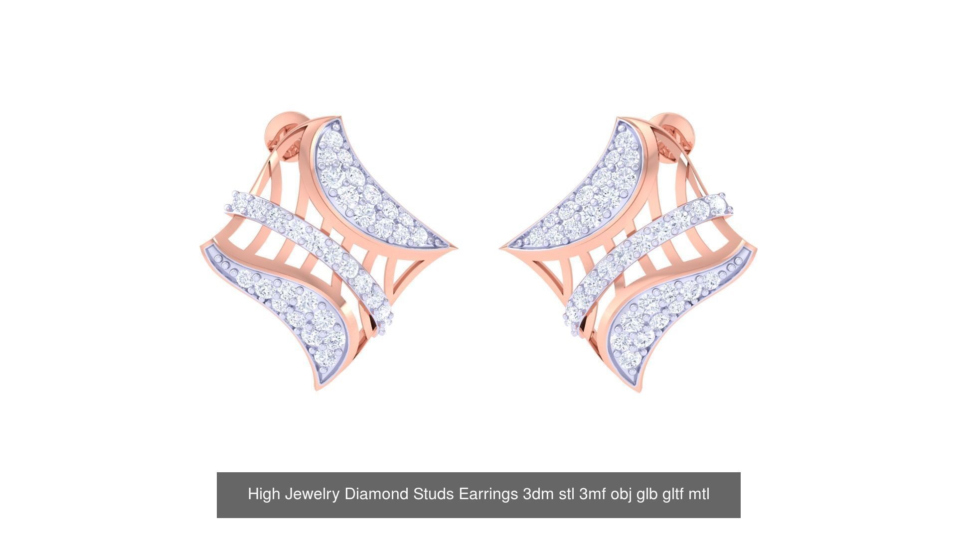 71 High Jewelry Diamond Studs Earrings 3dm stl 3mf obj 3D Model Collection_76