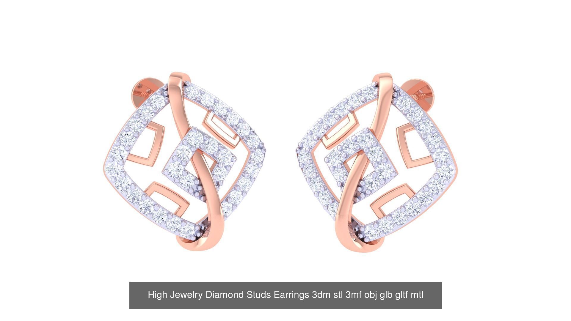 71 High Jewelry Diamond Studs Earrings 3dm stl 3mf obj 3D Model Collection_78