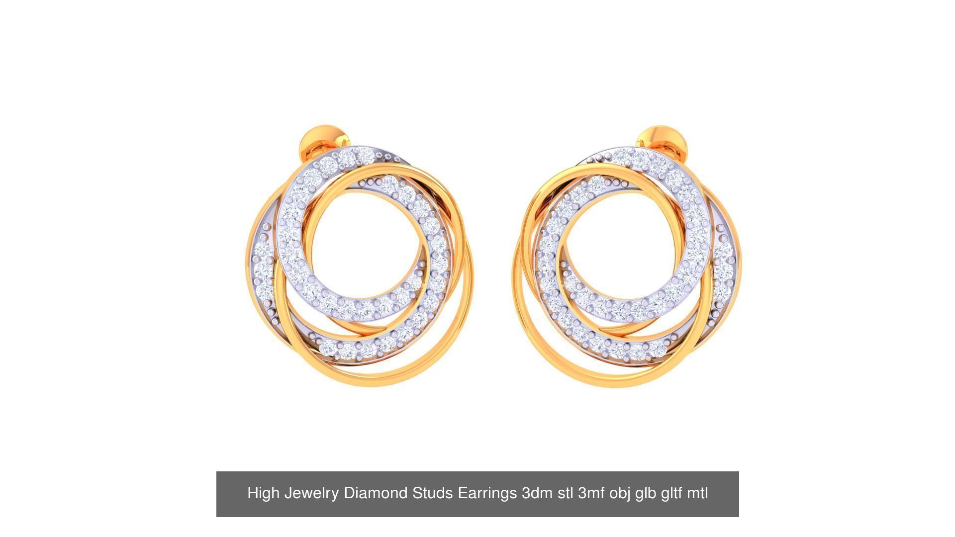 71 High Jewelry Diamond Studs Earrings 3dm stl 3mf obj 3D Model Collection_27