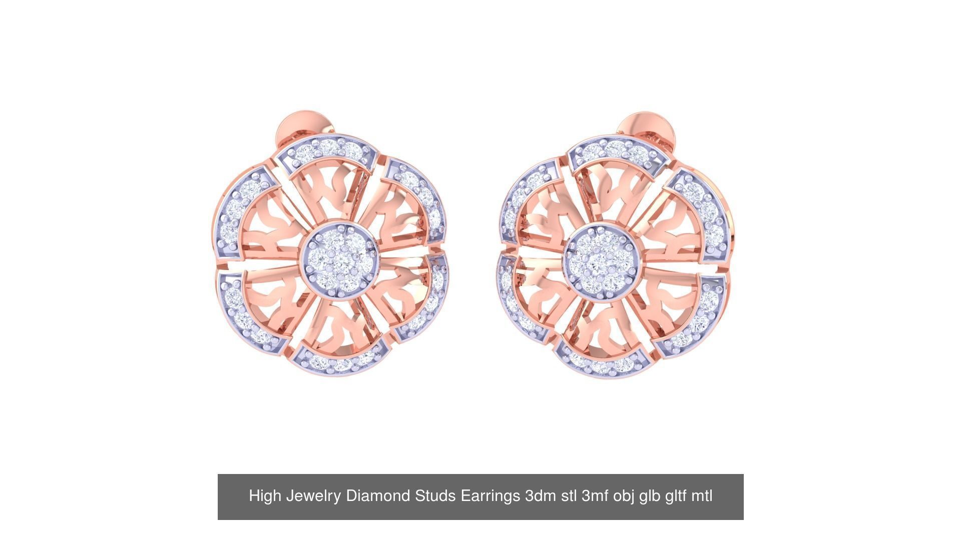 71 High Jewelry Diamond Studs Earrings 3dm stl 3mf obj 3D Model Collection_44