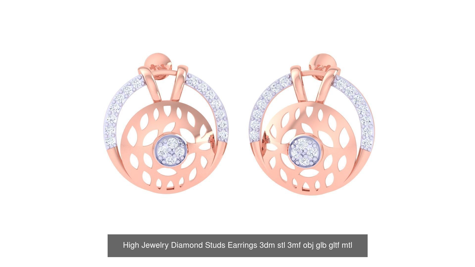 71 High Jewelry Diamond Studs Earrings 3dm stl 3mf obj 3D Model Collection_39