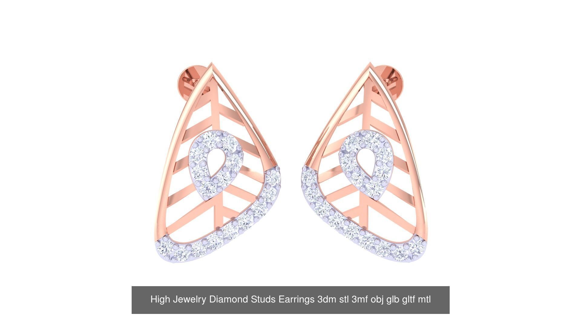 71 High Jewelry Diamond Studs Earrings 3dm stl 3mf obj 3D Model Collection_77