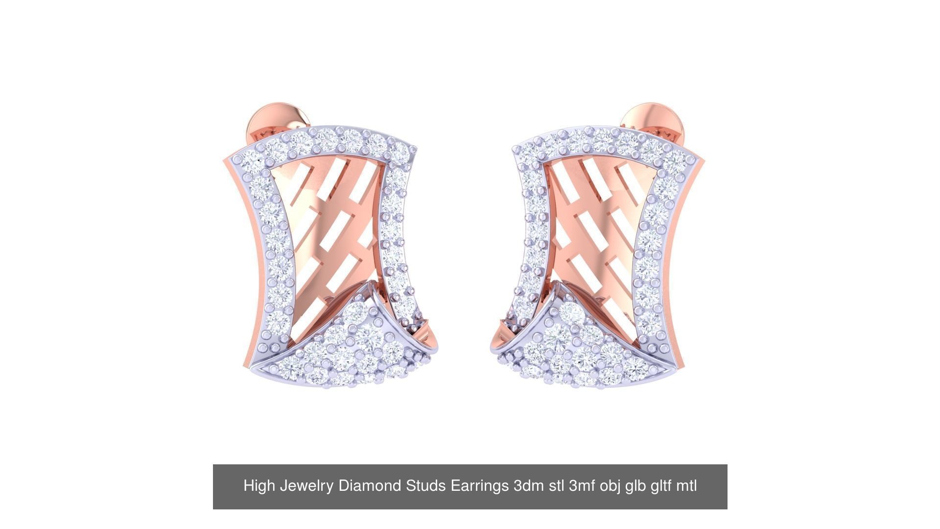 71 High Jewelry Diamond Studs Earrings 3dm stl 3mf obj 3D Model Collection_10