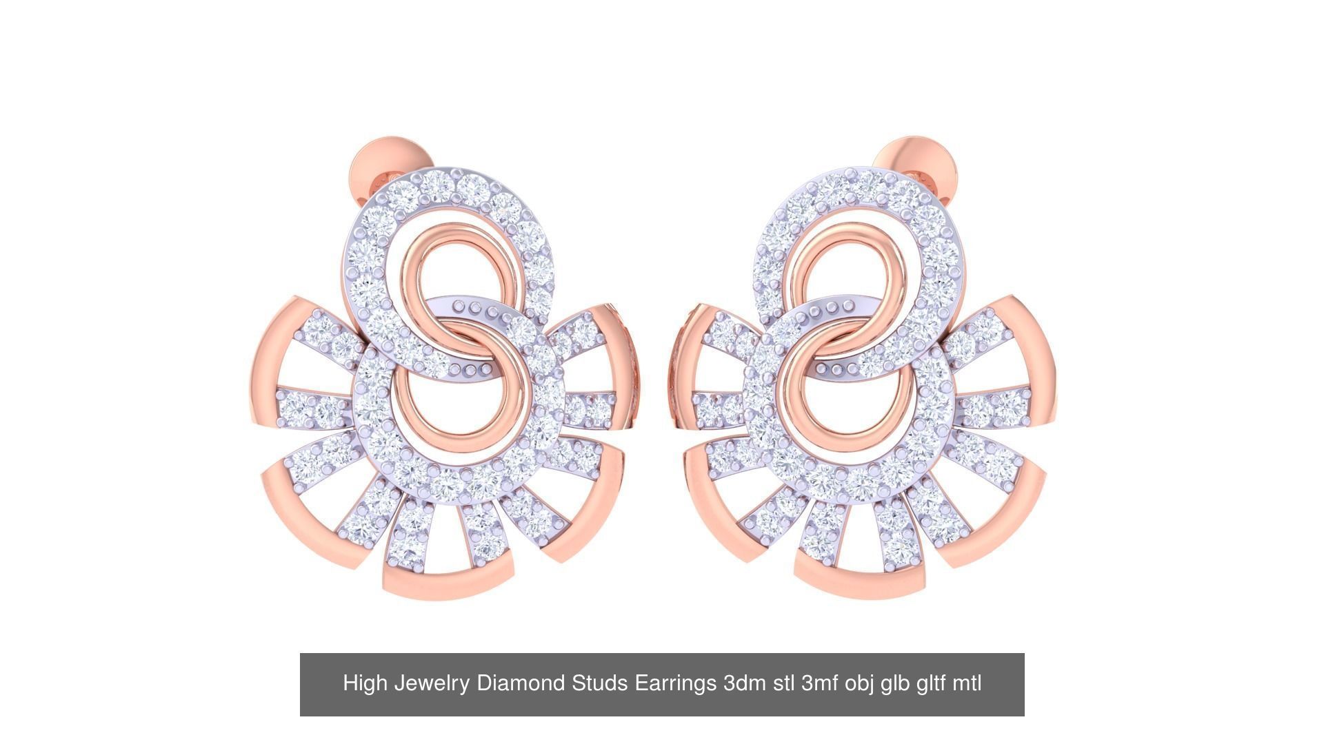 71 High Jewelry Diamond Studs Earrings 3dm stl 3mf obj 3D Model Collection_68