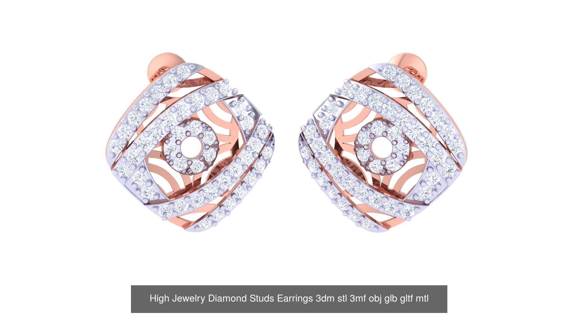 71 High Jewelry Diamond Studs Earrings 3dm stl 3mf obj 3D Model Collection_47