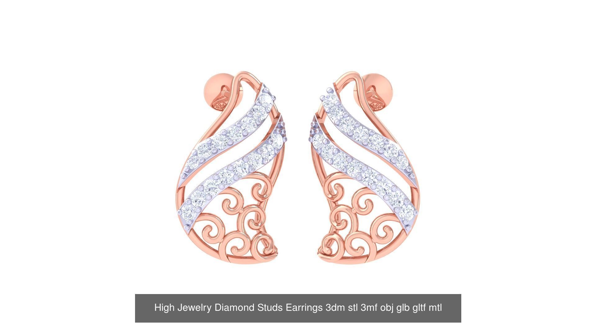 71 High Jewelry Diamond Studs Earrings 3dm stl 3mf obj 3D Model Collection_64