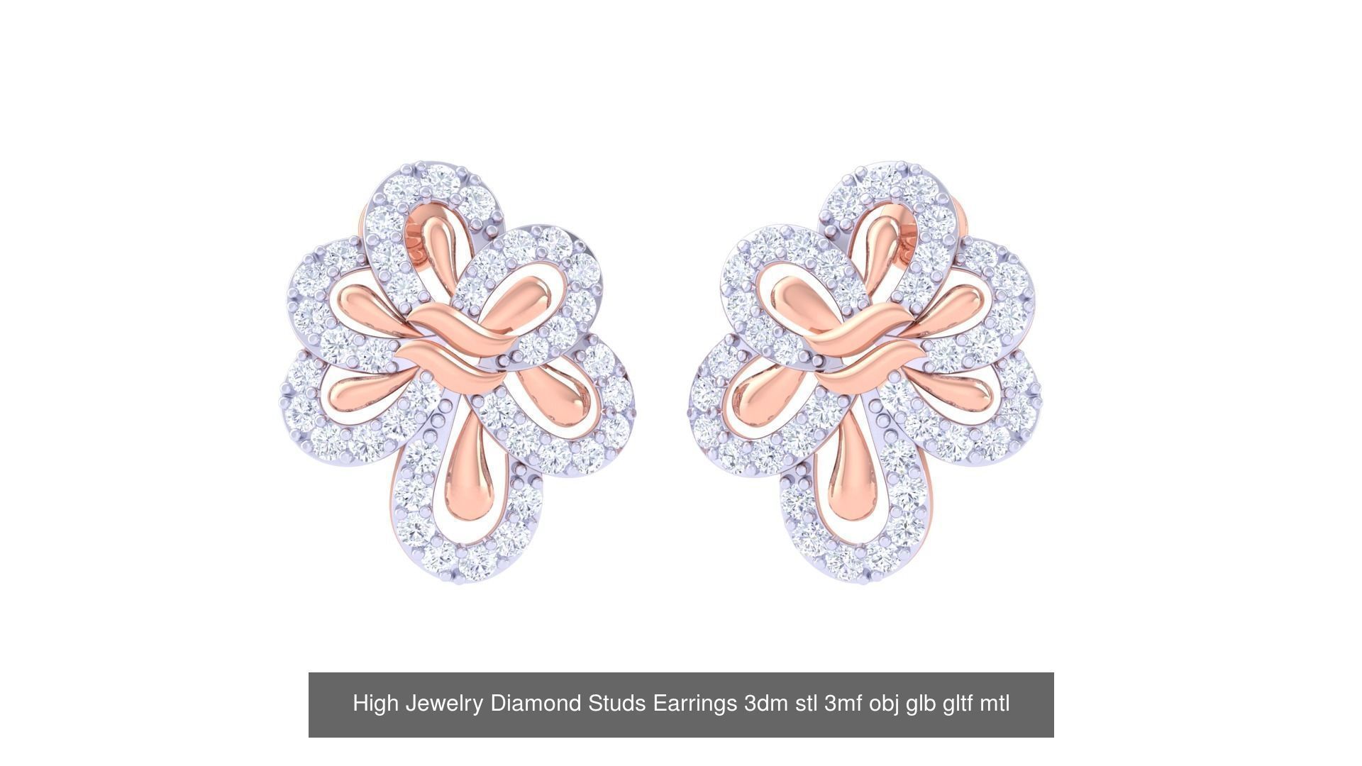 71 High Jewelry Diamond Studs Earrings 3dm stl 3mf obj 3D Model Collection_75