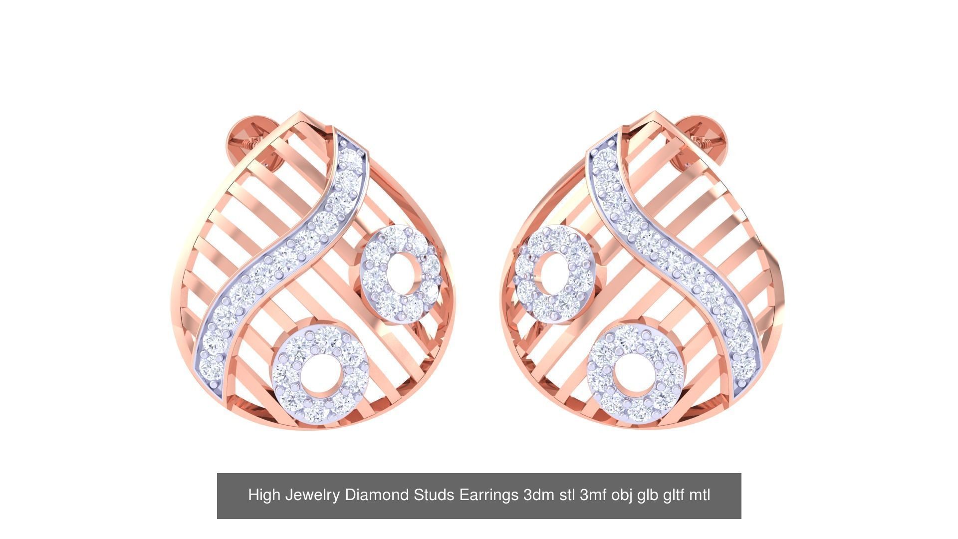 71 High Jewelry Diamond Studs Earrings 3dm stl 3mf obj 3D Model Collection_8