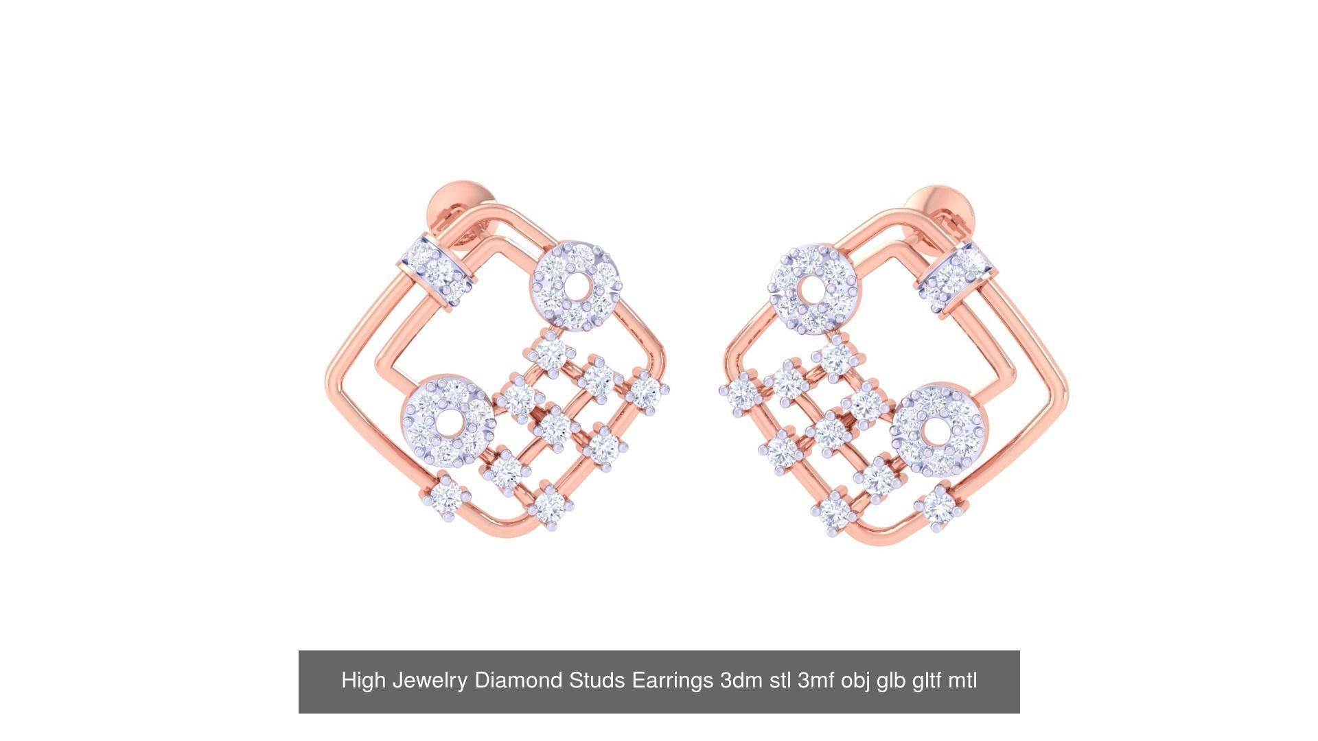 71 High Jewelry Diamond Studs Earrings 3dm stl 3mf obj 3D Model Collection_58