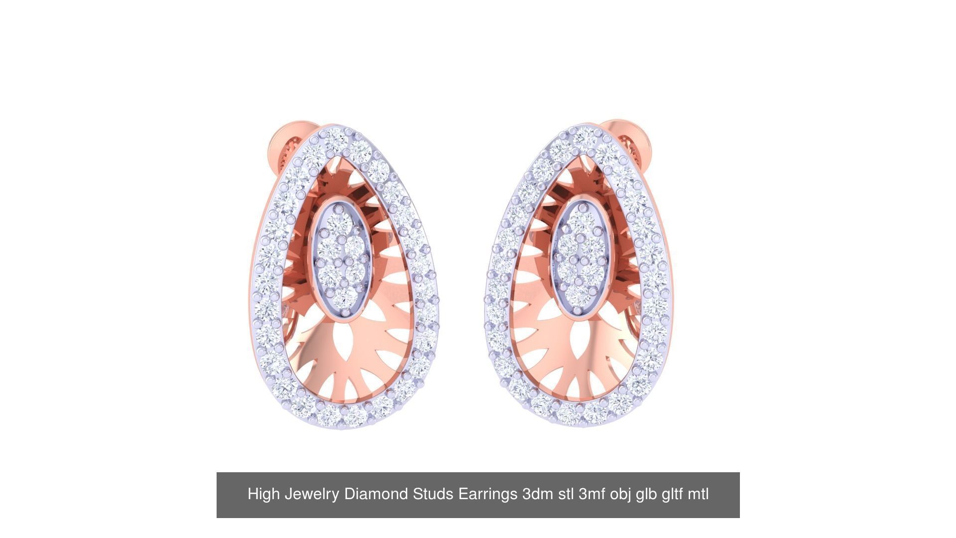 71 High Jewelry Diamond Studs Earrings 3dm stl 3mf obj 3D Model Collection_33