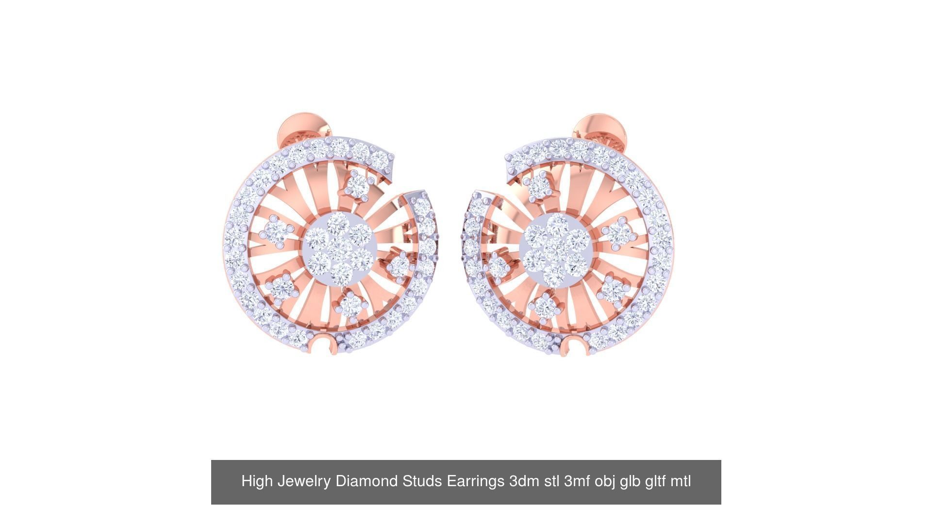 71 High Jewelry Diamond Studs Earrings 3dm stl 3mf obj 3D Model Collection_37