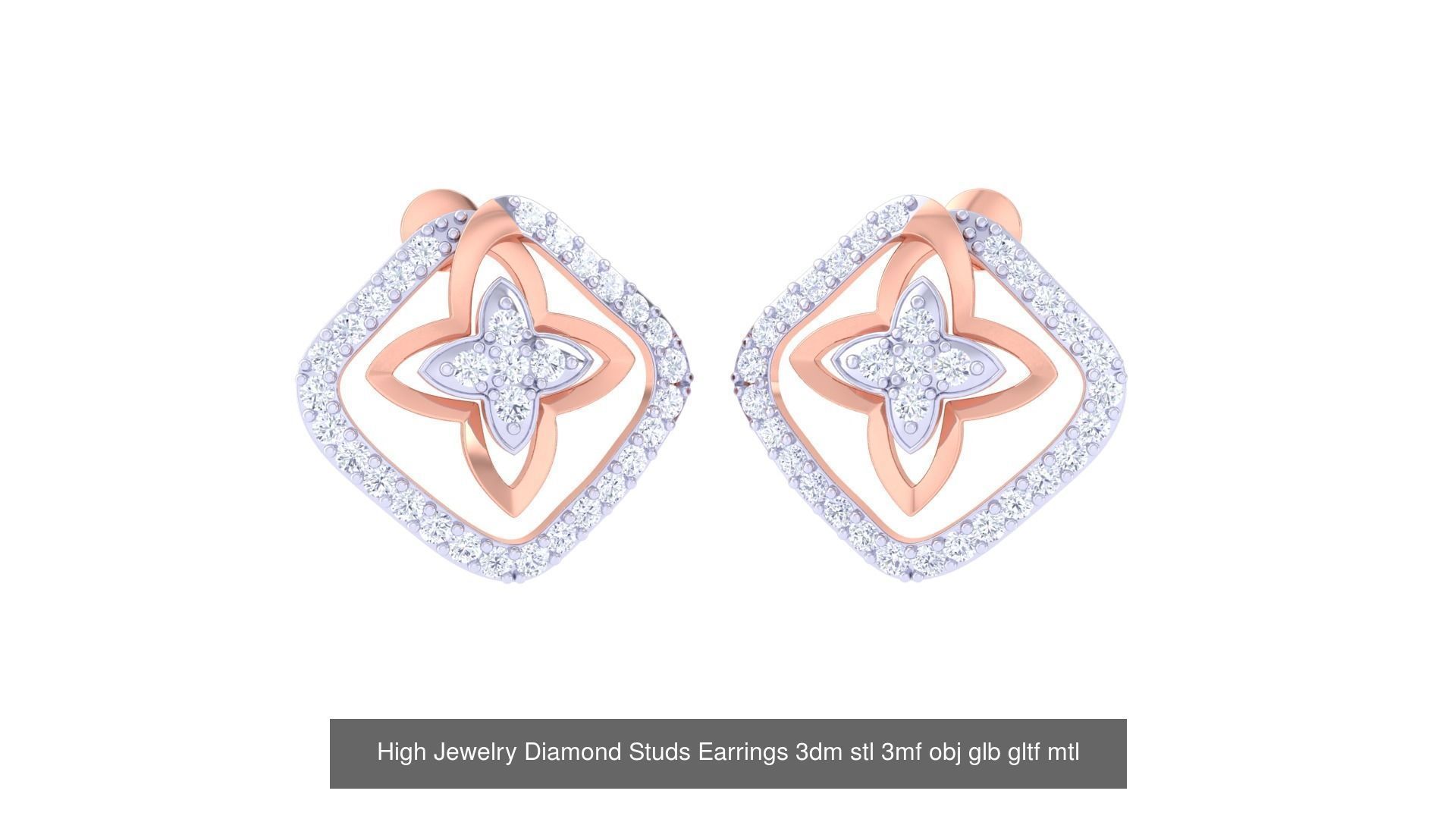 71 High Jewelry Diamond Studs Earrings 3dm stl 3mf obj 3D Model Collection_72