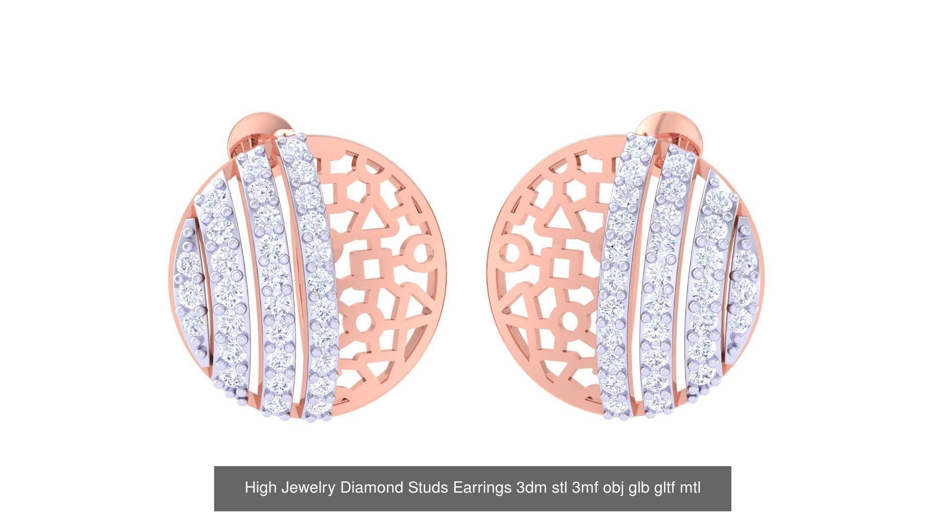 71 High Jewelry Diamond Studs Earrings 3dm stl 3mf obj 3D Model Collection_11