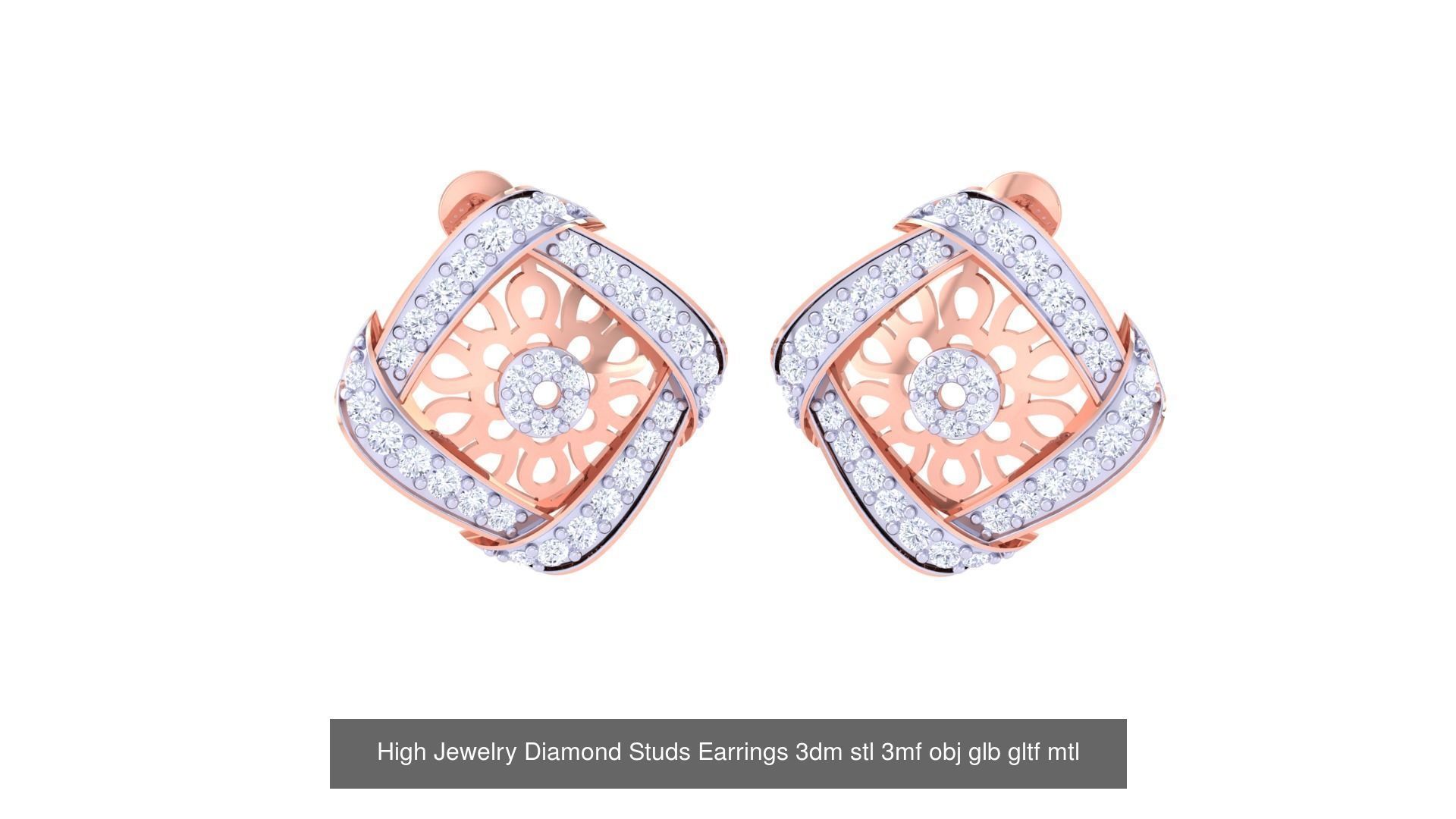 71 High Jewelry Diamond Studs Earrings 3dm stl 3mf obj 3D Model Collection_41