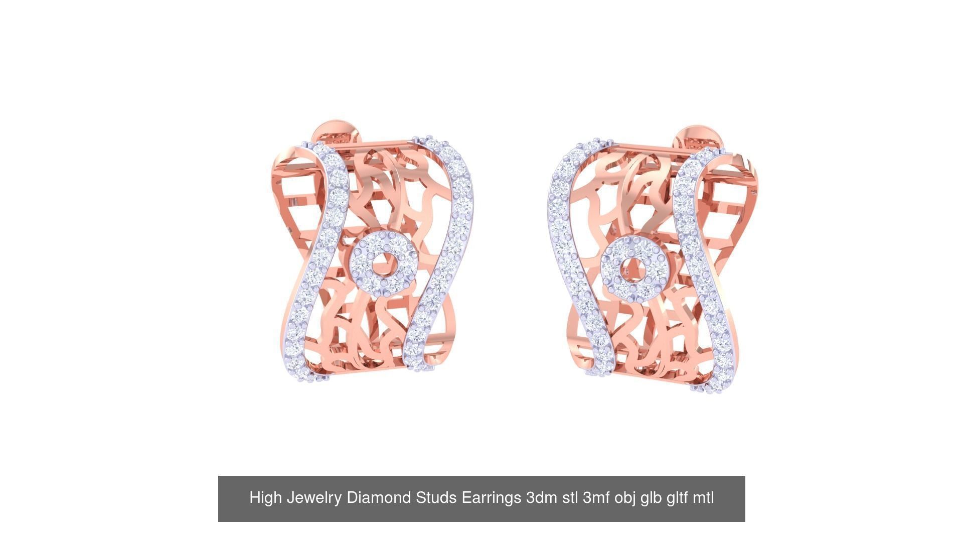 71 High Jewelry Diamond Studs Earrings 3dm stl 3mf obj 3D Model Collection_42