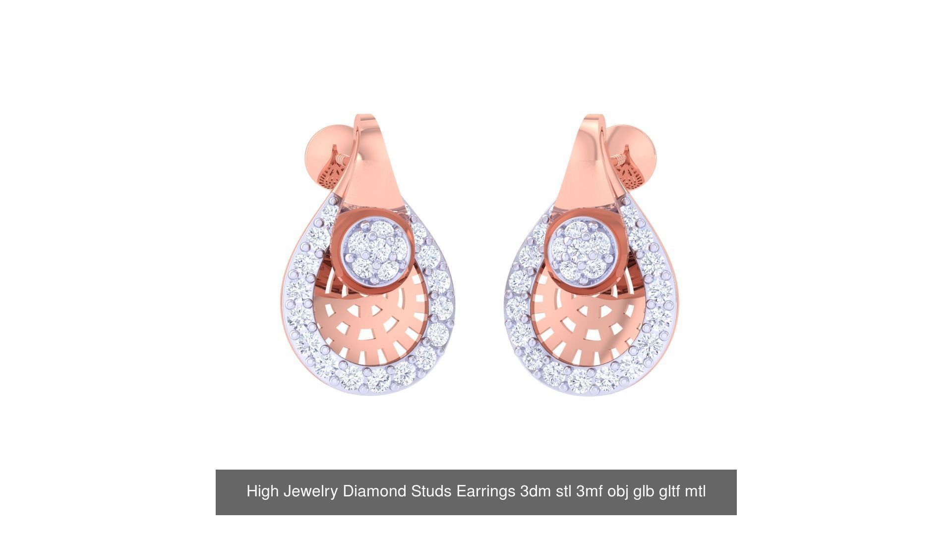 71 High Jewelry Diamond Studs Earrings 3dm stl 3mf obj 3D Model Collection_13