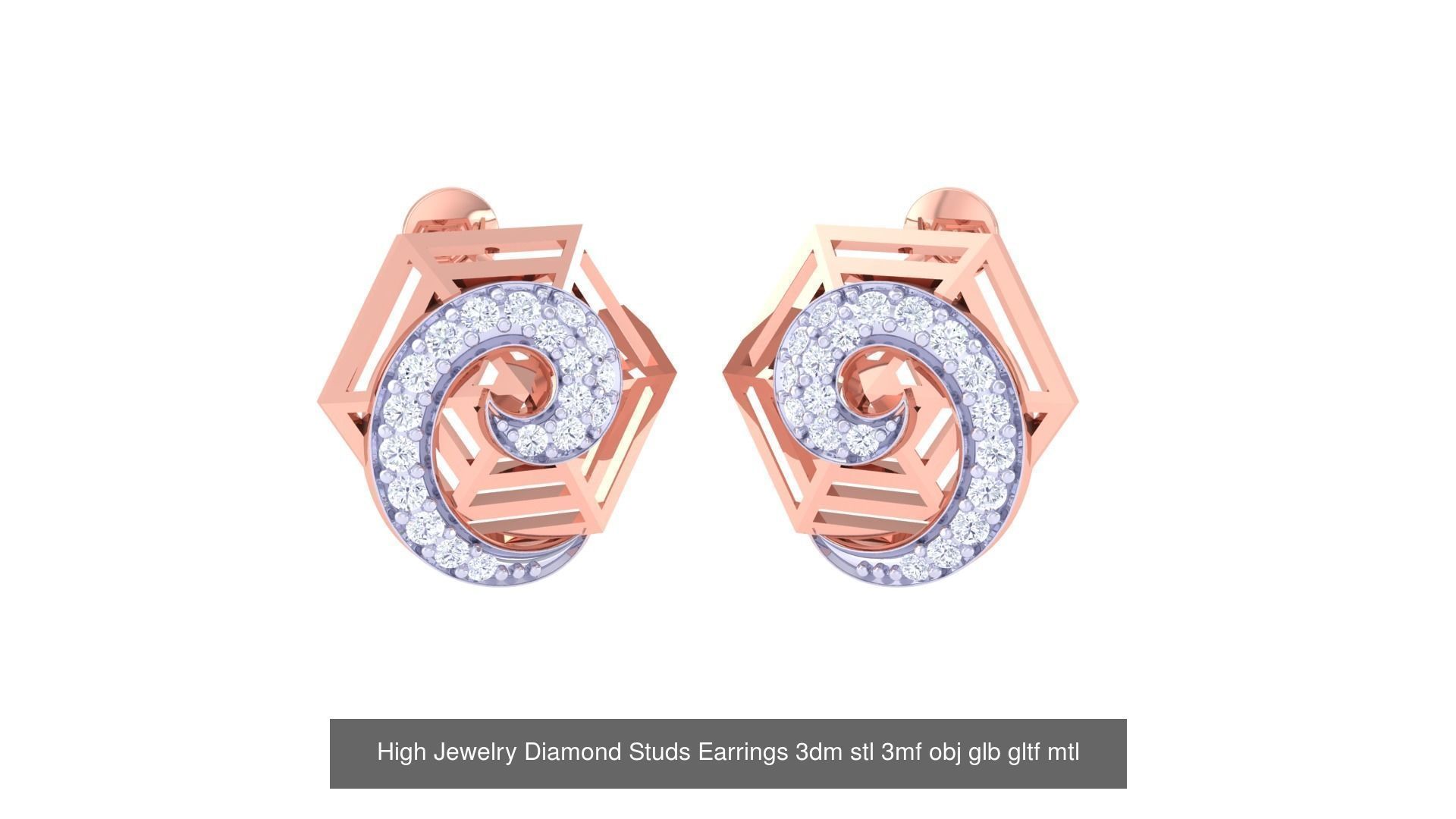 71 High Jewelry Diamond Studs Earrings 3dm stl 3mf obj 3D Model Collection_15